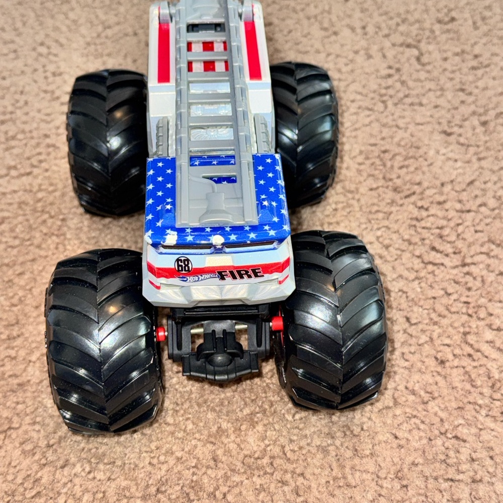 American Flag Monster Fire Truck Toy - Red, White & Blue Monster Truck - Picture 3 of 6